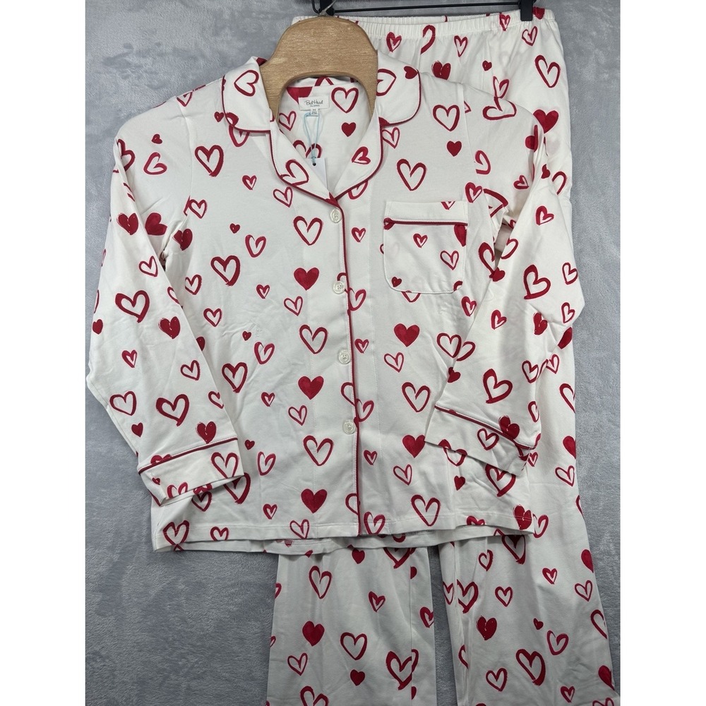 Bed Head Pajama Set Heart Love Print Organic Cotton Blend Women's M NWT READ